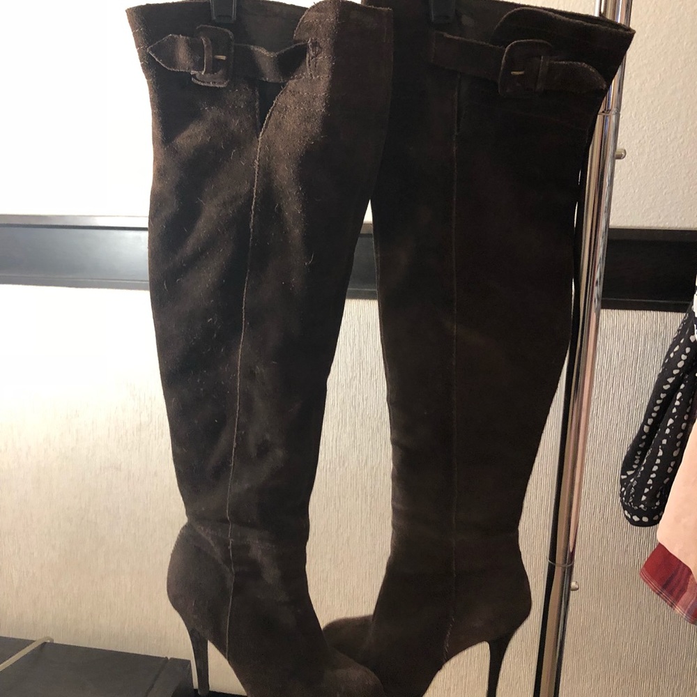 Brown over knee boot